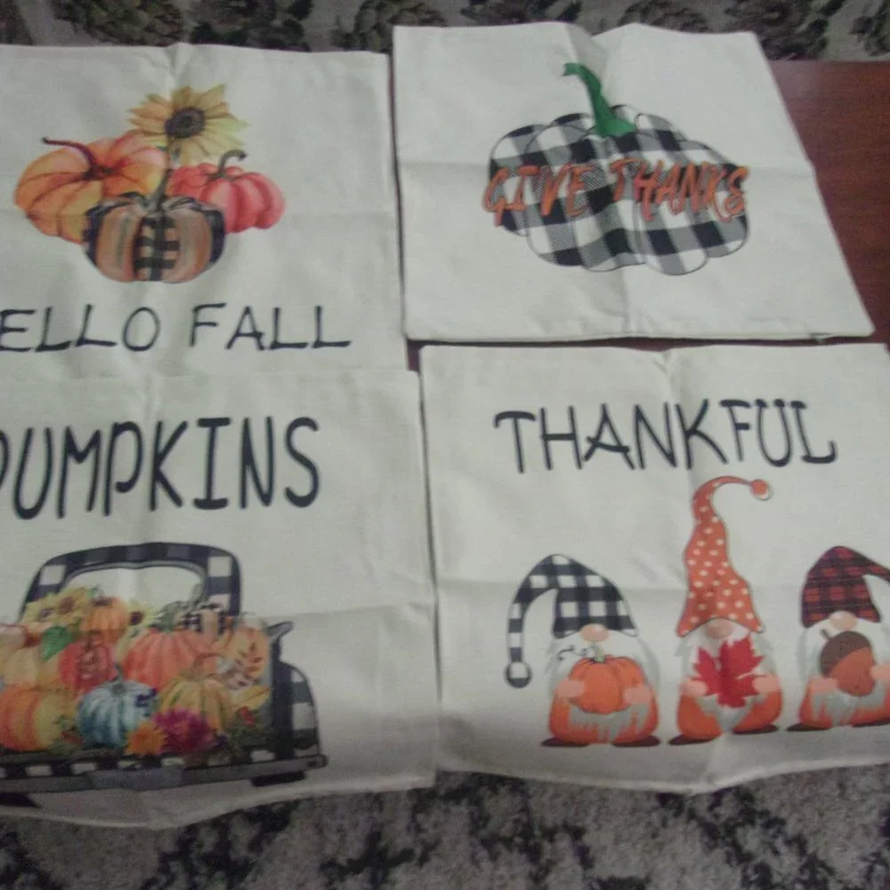 Bundle of 4 Fall/Autumn/Thanksgiving Pillow case covers